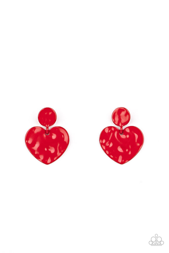 Just A Little Crush Red Post Earrings