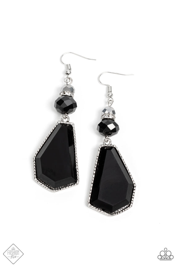 Defaced Dimension Black Earrings