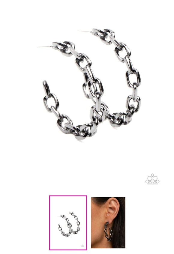 Stronger Together Black Hoop Earrings