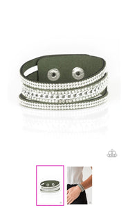 Rollin in Rhinestones Green Bracelet