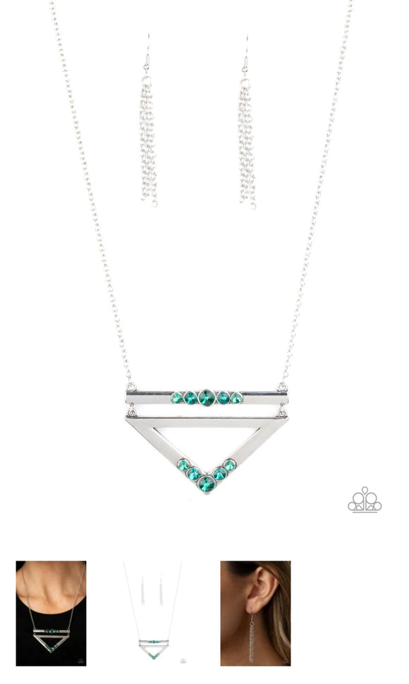 Triangulated Twinkle Green Necklace