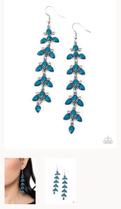 Fanciful Foliage Blue Earrings