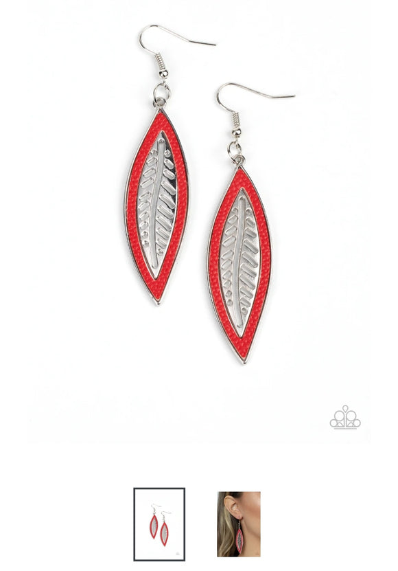 Leather Lagoon Red Earrings