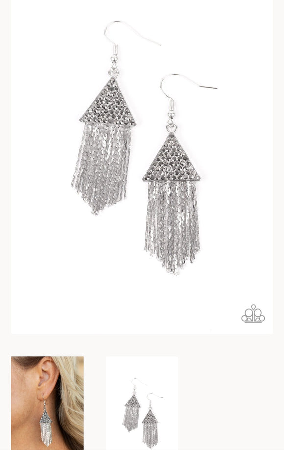 Pyramid Sheen Silver Earrings