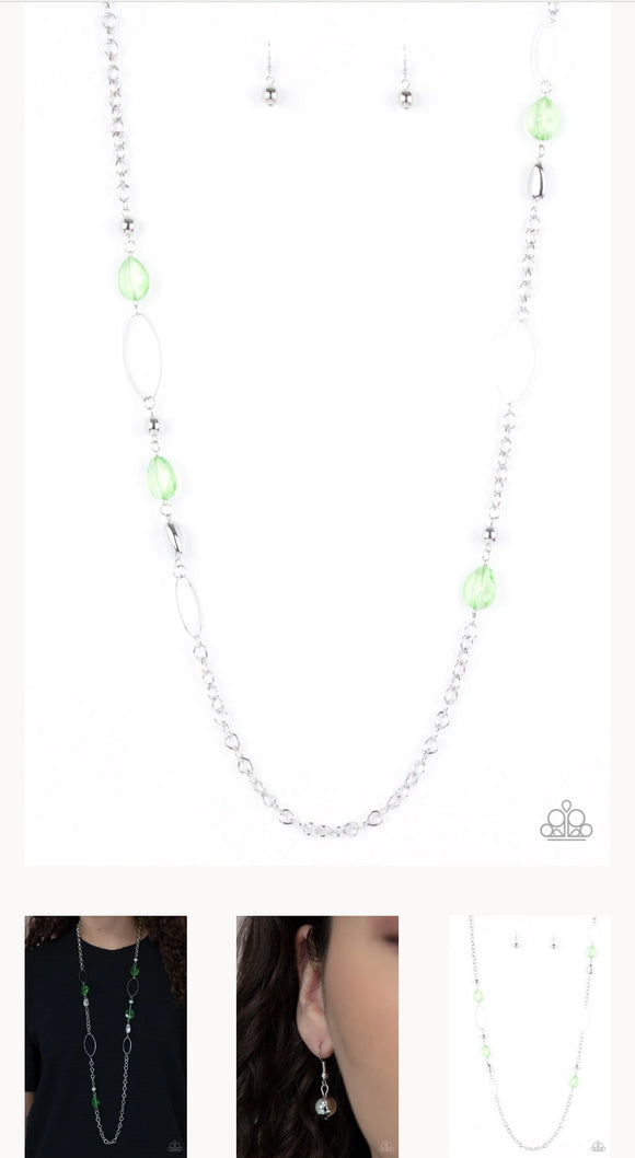 Sheer As Fate Green Necklace