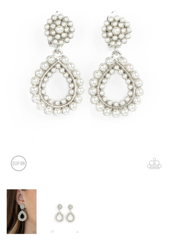 Discerning Froplets White Clip-ons Earrings