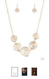 Rosy Rosette Gold Necklace