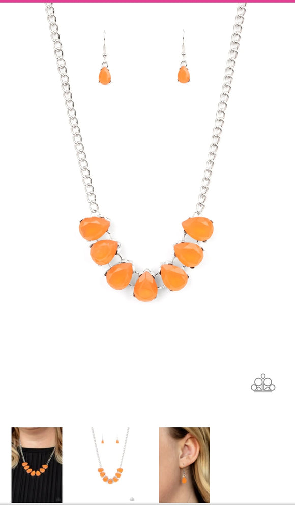 Above The Clouds Orange Necklace