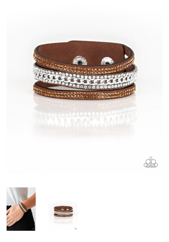 Rollin In Rhinestones Brown Urban Bracelet