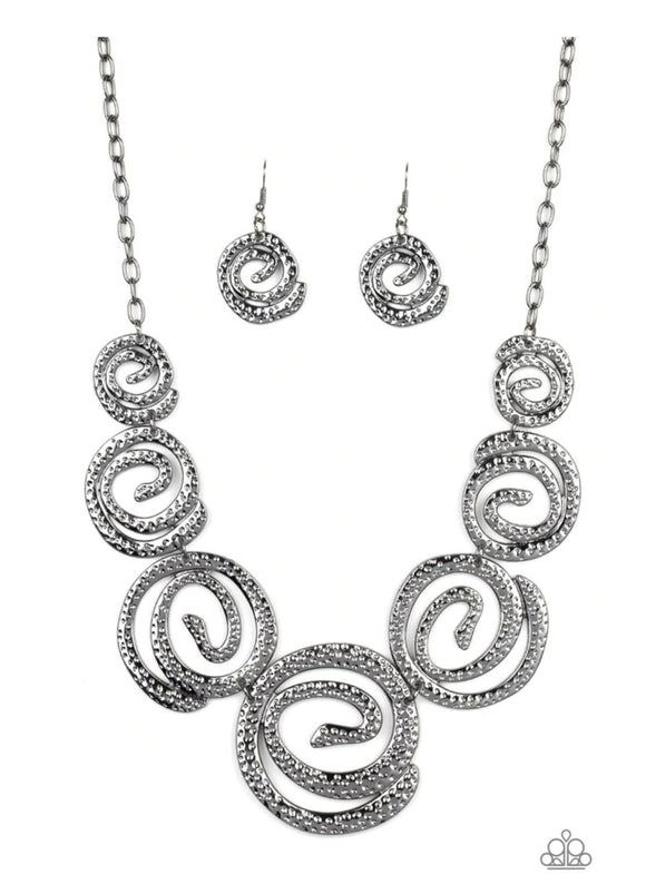 Statement Swirl Black Necklace